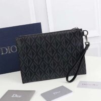 Dior Unisex A5 Pouch Black CD Diamond Canvas Smooth Calfskin (7)