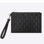Pochette A5 unisexe Dior en toile noire CD Diamond et cuir de veau lisse