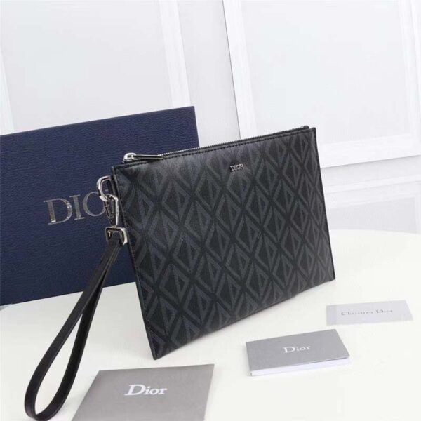 Dior Unisex A5 Pouch Black CD Diamond Canvas Smooth Calfskin (8)