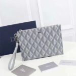 Dior Unisex A5 Pouch Gray CD Diamond Canvas Smooth Calfskin - Image 2