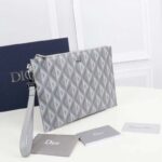 Dior Unisex A5 Pouch Gray CD Diamond Canvas Smooth Calfskin - Image 4
