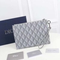 Dior Unisex A5 Pouch Gray CD Diamond Canvas Smooth Calfskin (3)