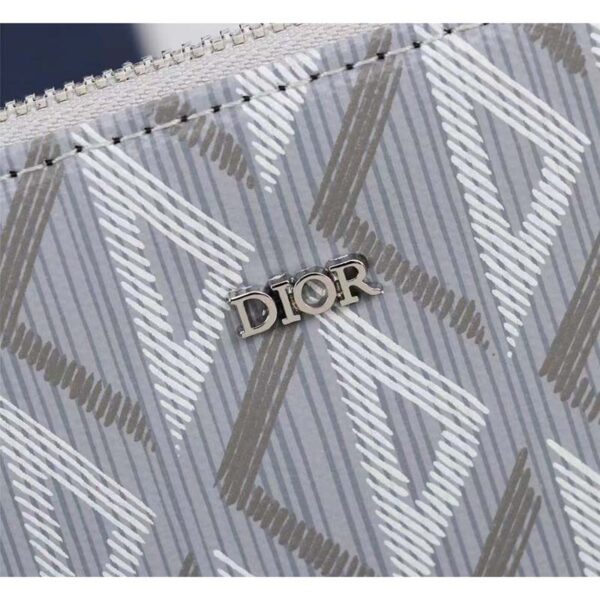 Dior Unisex A5 Pouch Gray CD Diamond Canvas Smooth Calfskin (6)