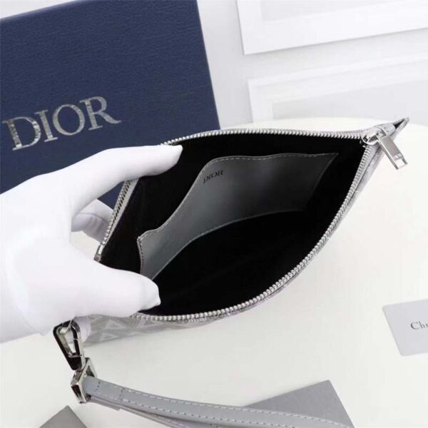 Dior Unisex A5 Pouch Gray CD Diamond Canvas Smooth Calfskin (7)