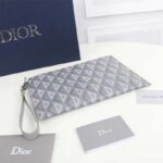 Dior Unisex A5 Pouch Gray CD Diamond Canvas Smooth Calfskin - Image 5