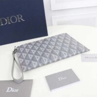 Dior Unisex A5 Pouch Gray CD Diamond Canvas Smooth Calfskin (3)