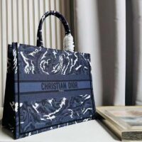 Dior Unisex CD Large Dior Book Tote Blue Dior Roses Embroidery (1)