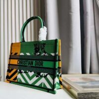 Dior Unisex CD Medium Book Tote Green Orange D-Jungle Pop Embroidery (4)