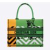 Dior Unisex CD Medium Book Tote Green Orange D-Jungle Pop Embroidery