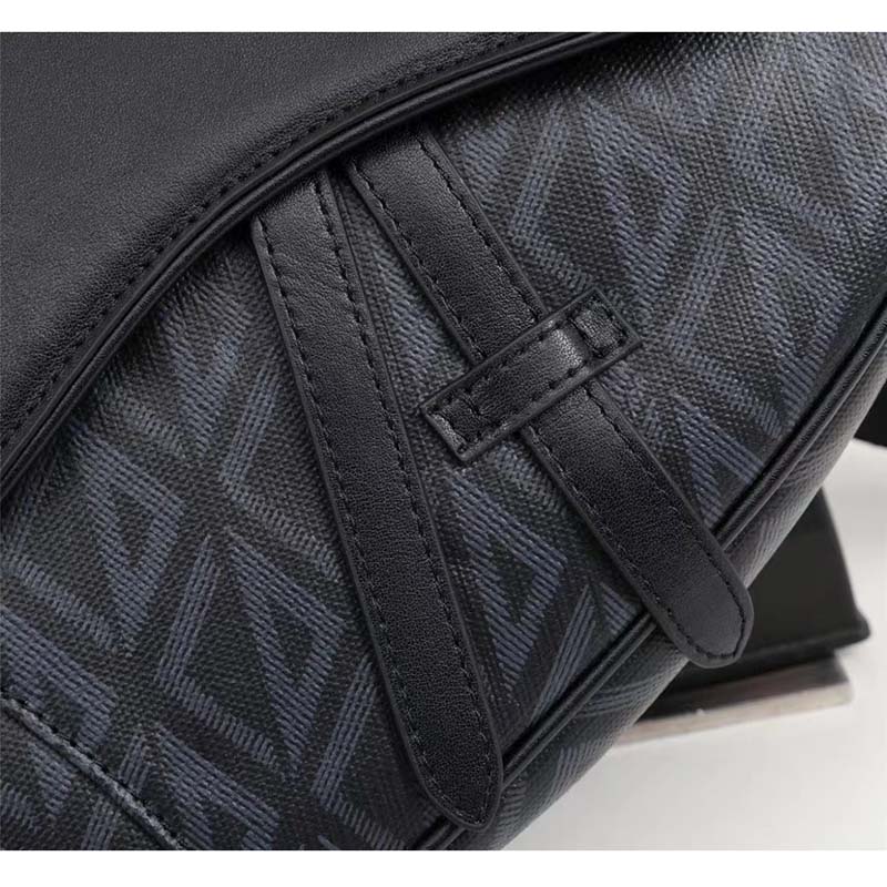 Saddle Bag Black CD Diamond Canvas and Smooth Calfskin