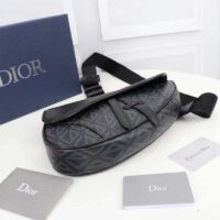 Dior Unisex CD Mini Saddle Bag Black CD Diamond Canvas Smooth Calfskin (6)