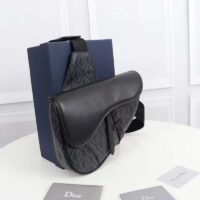 Dior Unisex CD Mini Saddle Bag Black CD Diamond Canvas Smooth Calfskin (6)