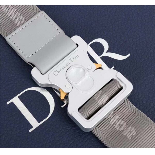 Dior Unisex CD Mini Saddle Bag Gray CD Diamond Canvas Smooth Calfskin (5)