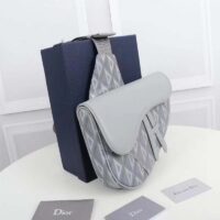 Dior Unisex CD Mini Saddle Bag Gray CD Diamond Canvas Smooth Calfskin (2)