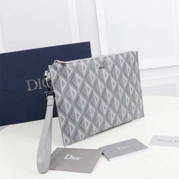 Dior Unisex CD Pouch Gray CD Diamond Canvas DIOR Signature (10)