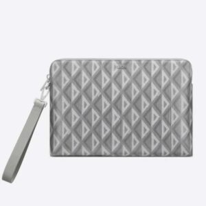 Dior Unisex CD Pouch Gray CD Diamond Canvas DIOR Signature