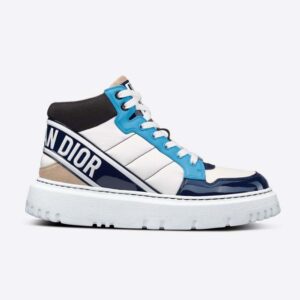 Dior Unisex D-Player Sneaker Blue Multicolor Technical Fabric Suede and Calfskin