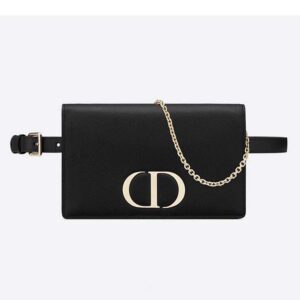 Dior Women 30 Montaigne 2-in-1 Pouch Stone Grained Calfskin-Black