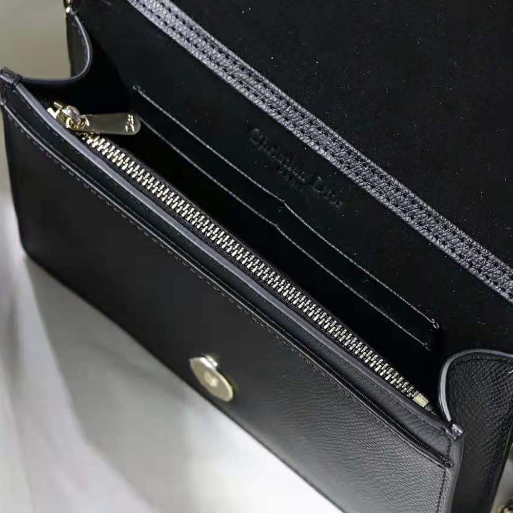 Dior Women 30 Montaigne 2-in-1 Pouch Stone Grained Calfskin-Black