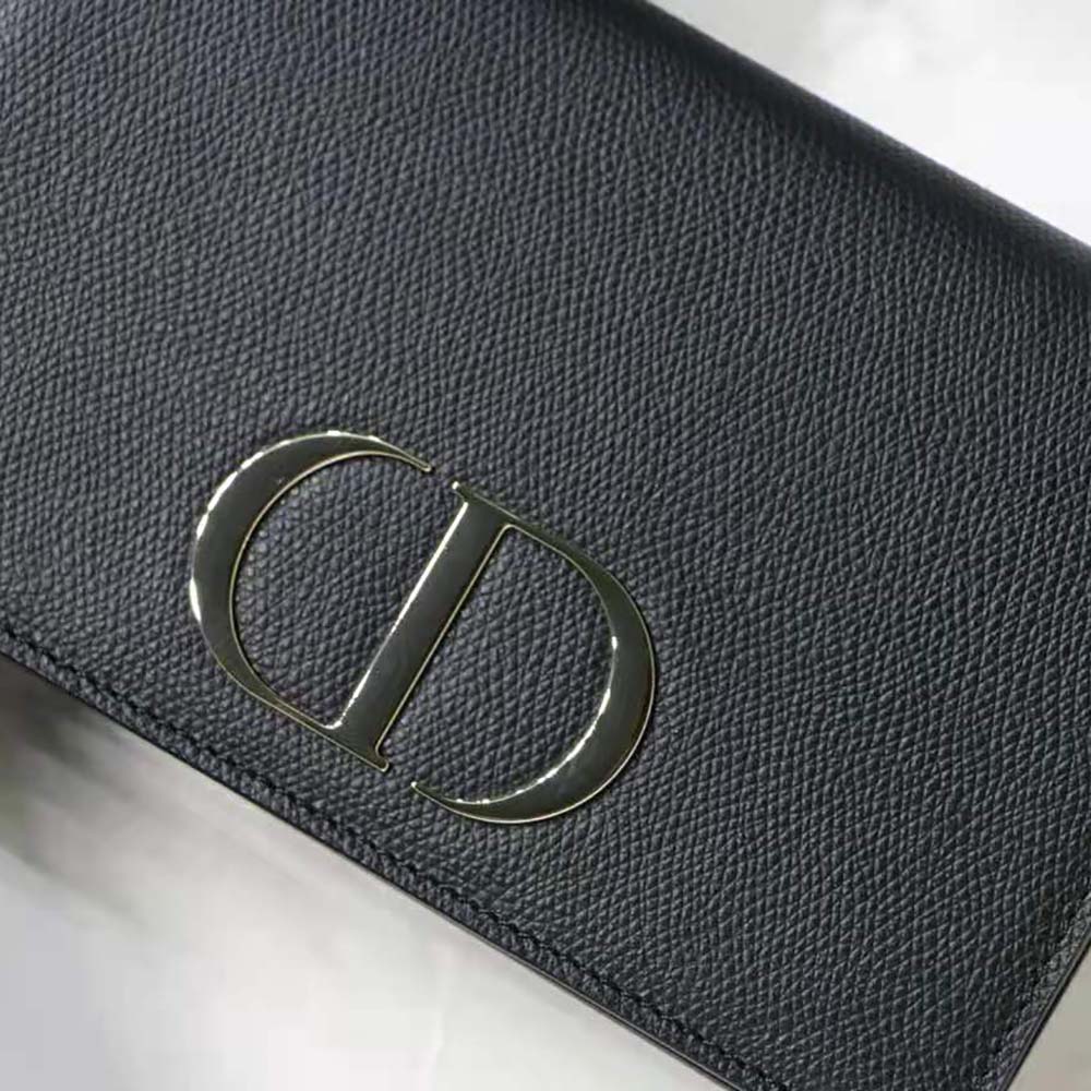 Dior Women 30 Montaigne 2-in-1 Pouch Stone Grained Calfskin-Black