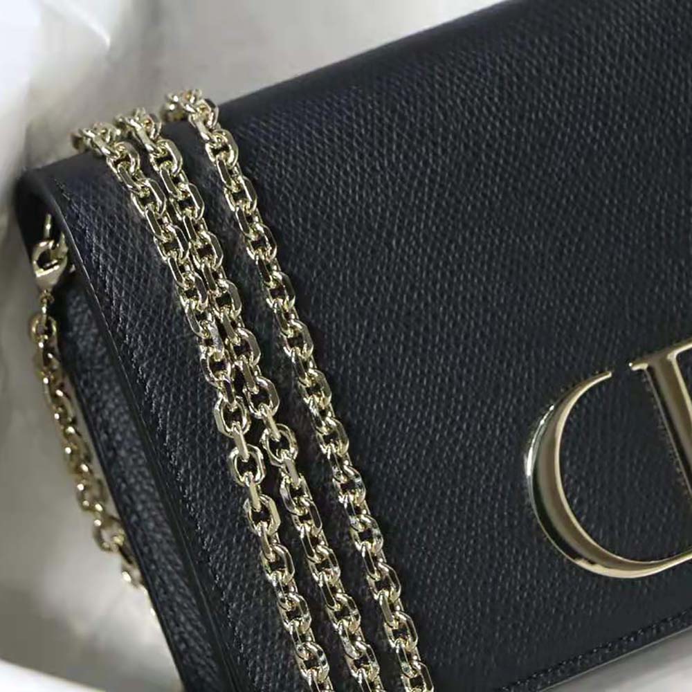 Dior Women 30 Montaigne 2-in-1 Pouch Stone Grained Calfskin-Black
