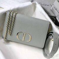 Dior Women 30 Montaigne 2-in-1 Pouch Stone Grained Calfskin-silver (1)