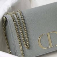 Dior Women 30 Montaigne 2-in-1 Pouch Stone Grained Calfskin-silver (1)