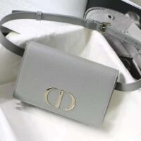 Dior Women 30 Montaigne 2-in-1 Pouch Stone Grained Calfskin-silver (1)