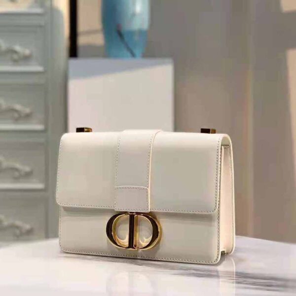 Dior Women 30 Montaigne Bag Des Vents Box Calfskin-white (4)