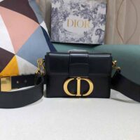 Dior Women 30 Montaigne Box Bag Black Box Calfskin (1)