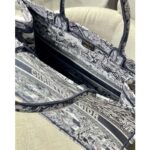 Dior Women CD Large Book Tote Navy Blue Toile De Jouy Stripes Embroidery - Image 7