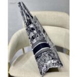 Dior Women CD Large Book Tote Navy Blue Toile De Jouy Stripes Embroidery - Image 5