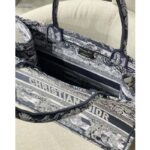 Dior Women CD Medium Book Tote Navy Blue Toile De Jouy Stripes Embroidery - Image 7