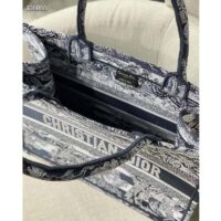Dior Women CD Medium Book Tote Navy Blue Toile De Jouy Stripes Embroidery (9)