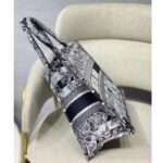 Dior Women CD Medium Book Tote Navy Blue Toile De Jouy Stripes Embroidery - Image 6