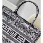 Dior Women CD Medium Book Tote Navy Blue Toile De Jouy Stripes Embroidery - Image 8