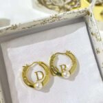 Dior Women CD Navy Earrings Gold-Finish Metal and White Resin Pearls - immagine 2