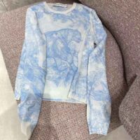 Dior Women Chez Moi Embroidered Sweater Cornflower Blue Technical Cashmere Knit (1)