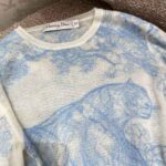 Dior Women Chez Moi Embroidered Sweater Cornflower Blue Technical Cashmere Knit - immagine 8