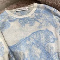 Dior Women Chez Moi Embroidered Sweater Cornflower Blue Technical Cashmere Knit (1)
