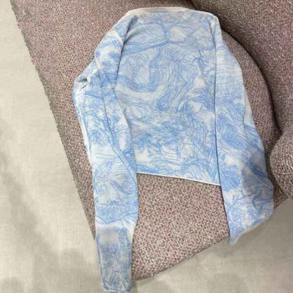Dior Women Chez Moi Embroidered Sweater Cornflower Blue Technical Cashmere Knit (7)