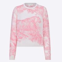 Dior Women Chez Moi Embroidered Sweater Peony Pink Technical Cashmere Knit (1)