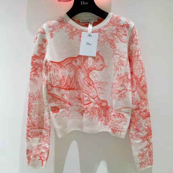 Dior Women Chez Moi Embroidered Sweater Peony Pink Technical Cashmere Knit (2)