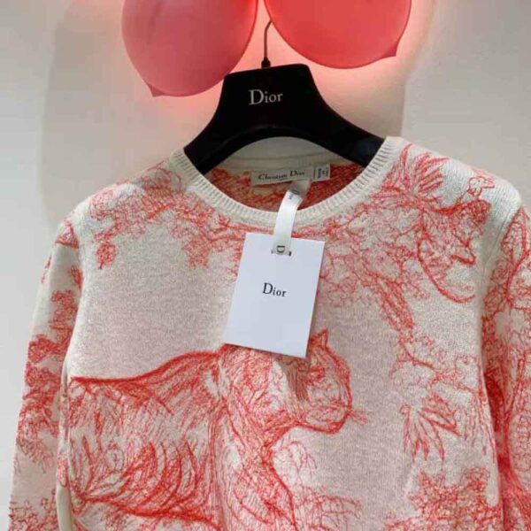 Dior Women Chez Moi Embroidered Sweater Peony Pink Technical Cashmere Knit (3)