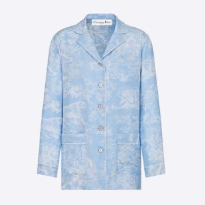 Dior Women Chez Moi Shirt Cornflower Blue Toile de Jouy Reverse Silk Twill