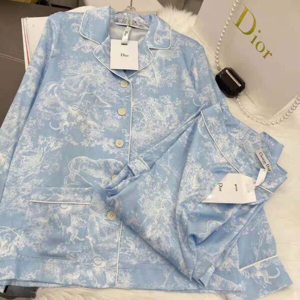 Dior Women Chez Moi Shirt Cornflower Blue Toile de Jouy Reverse Silk Twill (2)