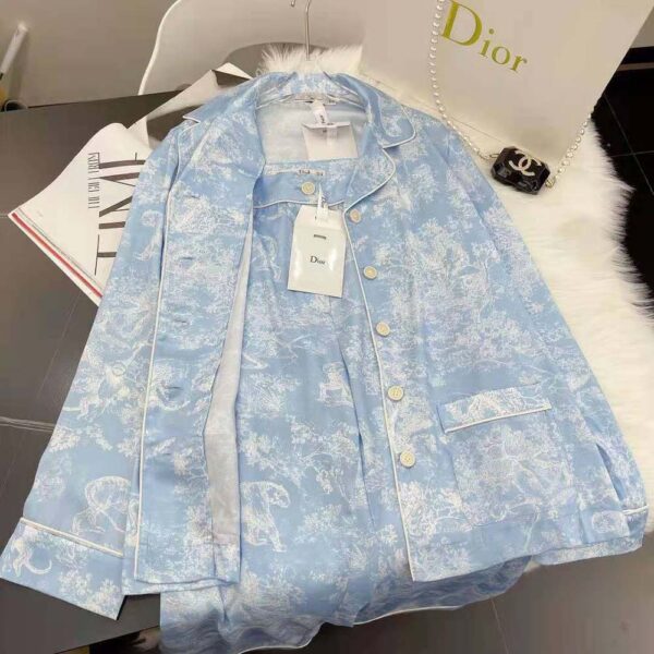 Dior Women Chez Moi Shirt Cornflower Blue Toile de Jouy Reverse Silk Twill (4)