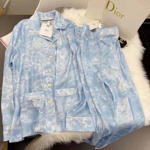 Dior Women Chez Moi Shirt Cornflower Blue Toile de Jouy Reverse Silk Twill (5)