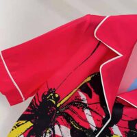 Dior Women Chez Moi Short-Sleeved Shirt Bright Pink and Fluorescent Blue D-Jungle Pop Silk Twill (1)
