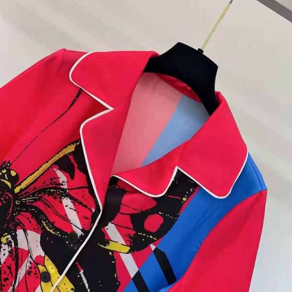 Dior Women Chez Moi Short-Sleeved Shirt Bright Pink and Fluorescent Blue D-Jungle Pop Silk Twill (6)